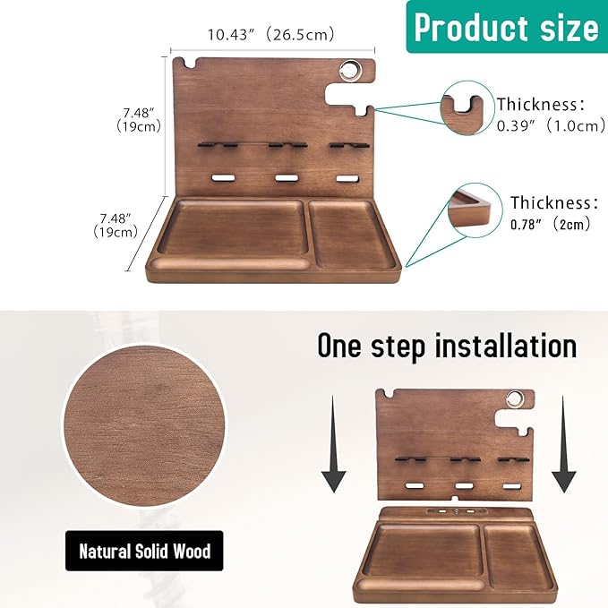 Wood Phone Docking Station Nightstand Organizer Charging Station with QC 3.0 &amp PD22.5W USB C Charger Fast Charging for iPhone Samsung Android Watch Airpod Anniversary Birthday Gifts for Men