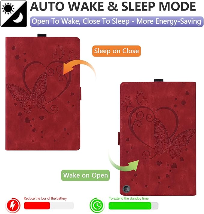 Dteck Case for All-New Amazon Fire HD 10 Tablet 13th Generation 2023 10.1 HD 10 &amp 10 Plus Tablet 11th Generation 2021 CoverMulti-Angle Stand Slim Folio Shockproof Protective Wallet Case Red