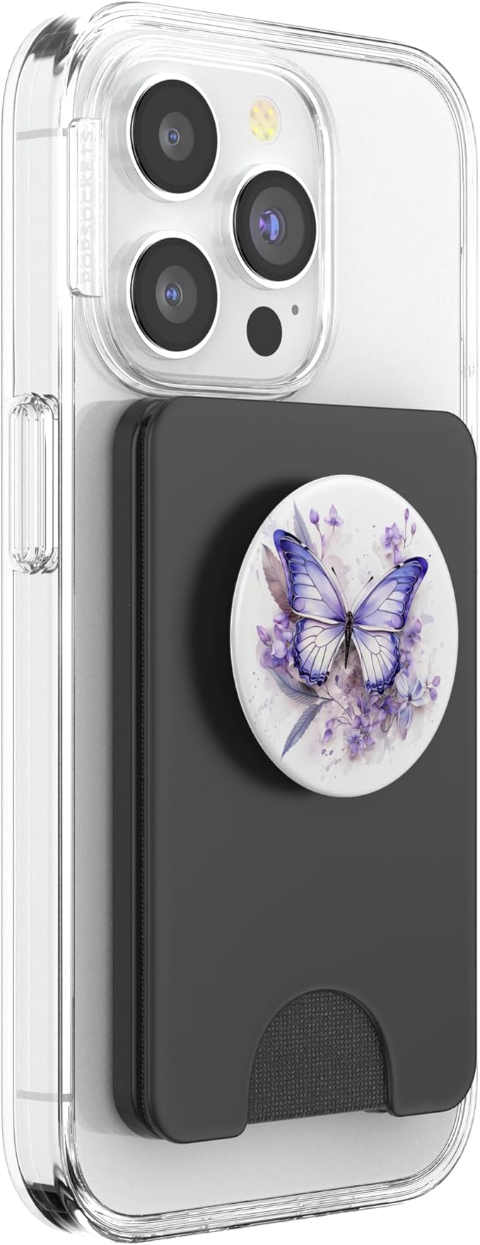 Purple Butterflies with Flowers Floral Butterfly PopSockets PopWallet for MagSafe