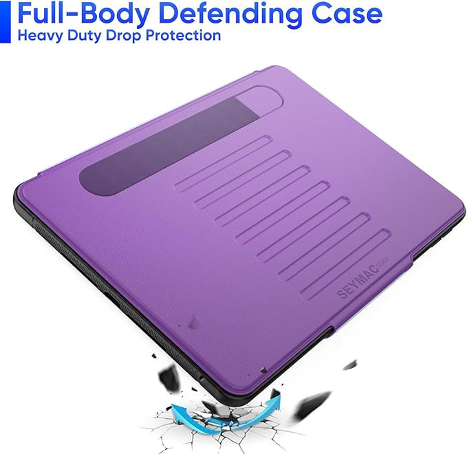 SEYMAC stock Case for iPad 9th/8th/7th Generation 10.2'' Strong Magnetic Auto Sleep Shockproof Case with Absorbing Multi-Angles Stand Pen Holder Card Slot (Purple)