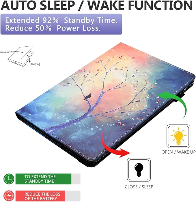 Dteck Case for Amazon Fire HD 10 and Fire HD 10 Plus (11th Generation 2021 Released) Lightweight Premium PU Leather Flip Folio Stand Wallet Case with Card Slots Stylus Loop Elastic BandTree