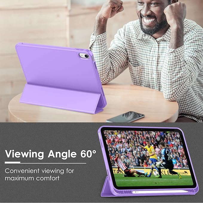 Case for iPad (A16) 11 Inch 2025/iPad 10th Generation 10.9 Inch 2022 Slim Trifold Stand Protective Cover with Pencil Holder and Soft TPU BackSupport Auto Sleep/Wake (Violet)
