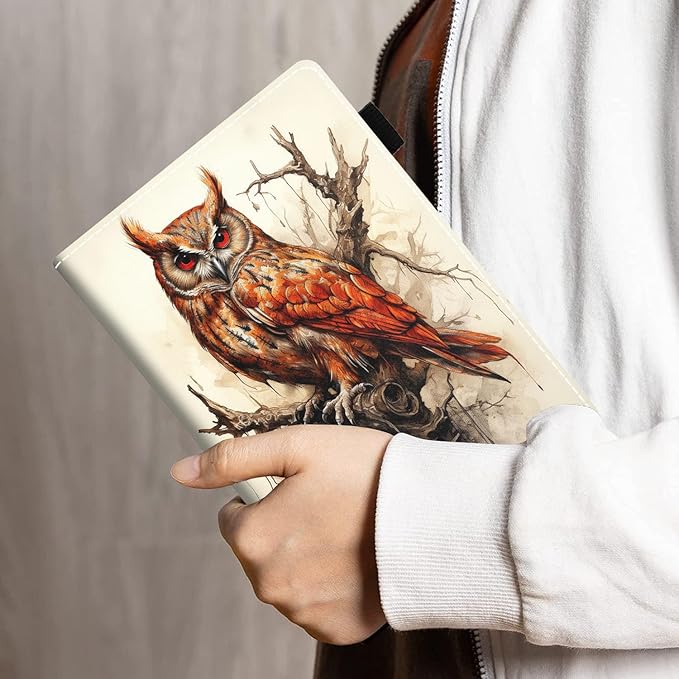 Case for All-New Amazon Kindle Fire HD 10 &amp 10 Plus Tablet 10.1 (13th/11th Generation 2023/2021 Release) - PU Leather Folio Case with Smart Auto Wake/Sleep Owl