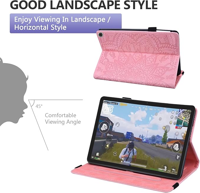 Dteck Case for All-New Amazon Fire HD 10 and 10 Plus Tablet (13th/11th Generation 2023/2021 Release)PU Leather Slim Folding Stand Cover with Pencil Holder Shockproof Magnetic Card Slots ShellPink
