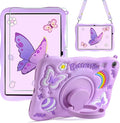 for Samsung Galaxy Tab A9 Plus Case Kids Girls Galaxy Tab Case with Screen Protector Kickstand Shoulder Strap Butterfly Shockproof Cover for Samsung A9 Plus Tablet Cover 11 inch 2023