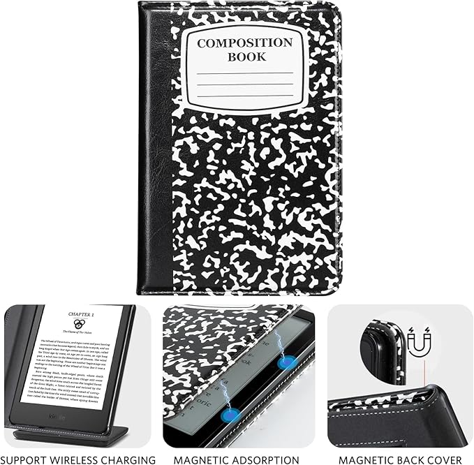 CoBak Case for 6 Tablet Cases (2024 &amp 2022 11th Gen) - PU Leather Smart Cover with Auto Sleep/Wake &amp Hand Strap Premium Protective Case for Tablet Case Blackfolio