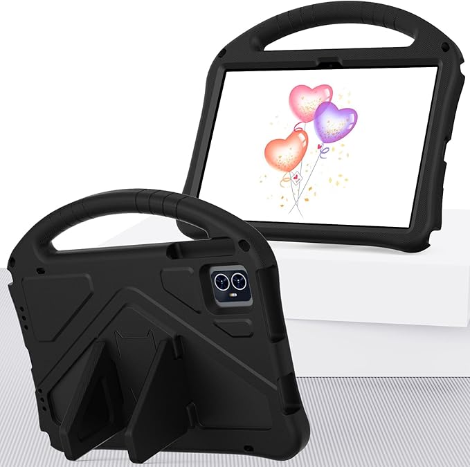 for Tmobile Revvl Tab 2 Case (2025) Kids EVA Shockproof Cover with Shoulder Strap for T-Mobile Revvl Tab 2 Tablet (Black)