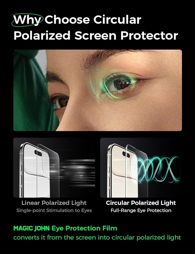MAGIC JOHN 2 PACK for iPhone Air (6.5) Eye Protection Screen Protector HD Clear Auto Dust-Elimination 9H Tempered Glass &amp Scratch Resistance Full Edge Coverage