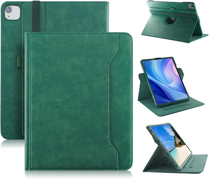 Case Compatible with Apple iPad Air 11-inch(M2) 2024/iPad Air 4/5th 2020/2022 10.9 Tablet PU Leather Business Cover for ipad Air5 /Air4/Pro 360 Rotating Cases Auto Wake/SleepDark Green