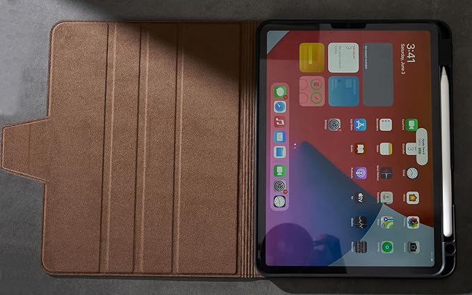 Gexmil Case for iPad Pro 11 Inch4th/3rd/2nd/1st Generation(2022/2021/2020/2018) Genuine Leather Cover with Pencil HolderCowhide Folio CoverAuto Sleep/Wake Anti SlipBuffalo Pattern