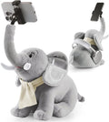 Phone Stand 360°Rotating Desk Phone Stand with 45°Adjustable Trunk Ear Pockets Glasses Cloth Scarf - Plush Phone Holder Back Fits Headphones Cell Phone Stand for desk Bed Sofa Car-Gray/Blue