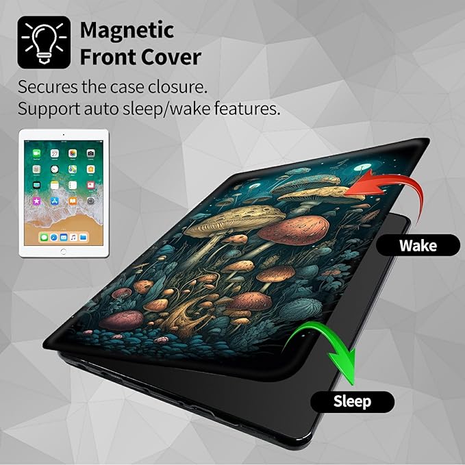 Case for Samsung Galaxy Tab S10 Ultra (2024 Release) / S9 Ultra (2023 Release) 14.6 Mushroom Jellyfish Theme 360 Degree Rotating Stand Smart Protective Cover for Samsung S10 Ultra Tablet
