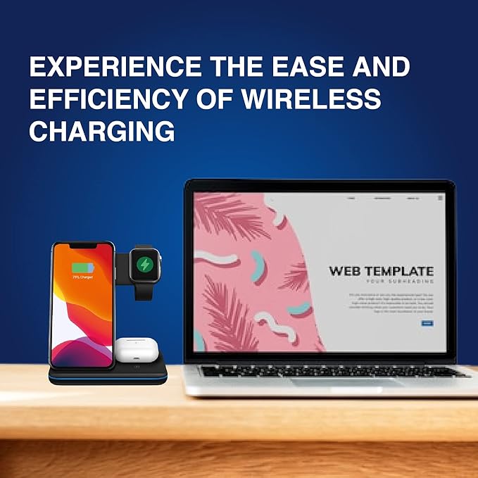 Fast Wireless Charger Station for iPhone Airpods and Apple Watch (Black)