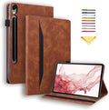 Case for Samsung Galaxy Tab S10 FE+/S10 FE Plus 13.1 Inch 2025 Model (SM-X620/SM-X626B) with Pencil Holder/Pocket/Card Slots Folio Stand PU Leather TPU Back Shockproof Wallet Cover Brown