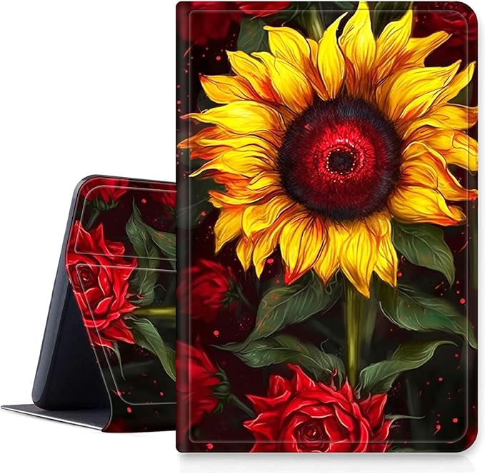 DIGTIALLL Case for Amazon Kindle Fire Max 11 Case (13th Generation 2023 Release) 11 PU Leather Smart Protective Cover with Auto Sleep/WakeSunflowers
