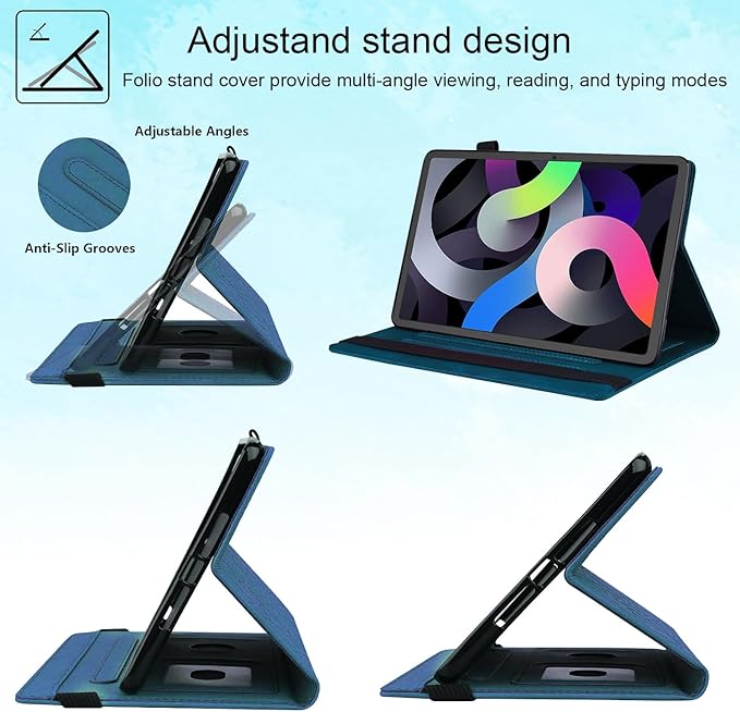 Case for Samsung Galaxy Tab S10 FE+/S10 FE Plus 13.1 Inch 2025 Model (SM-X620/SM-X626B) with Pencil Holder/Pocket/Card Slots Folio Stand PU Leather TPU Back Shockproof Wallet Cover Blue