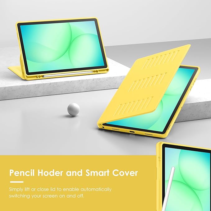 VIKESI Case for Samsung Galaxy Tab A11+ Plus 11 inch 2026 Model (SM-X230/X236)Multiple Angles Stand CoverSoft BackPencil Holderand Auto Sleep/WakeYellow