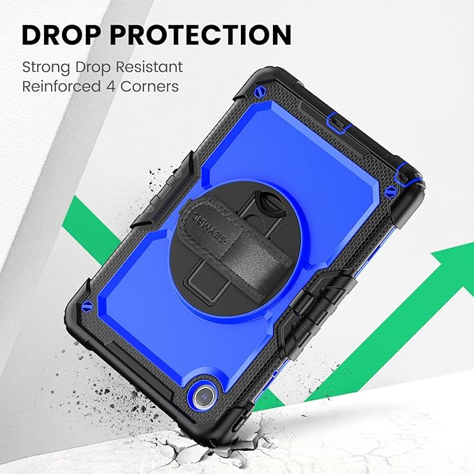 SEYMAC Case for Lenovo Tab M11/K11 11 Inch Heavy Duty Shockproof Protective Case with Screen Protector 360° Rotating Stand Hand/Shoulder Strap and Pen Holder Blue