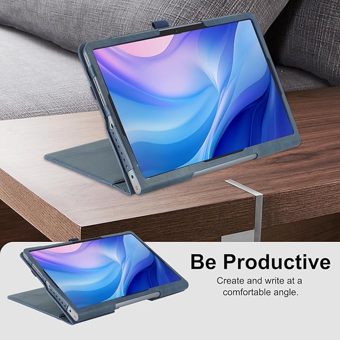 Case Compatible with Lenovo Tab Plus 11.5 inch 2024 Tablet PU Leather Business Cover for Tab Plus (TB351FU) Folding Stand CoverDark Blue