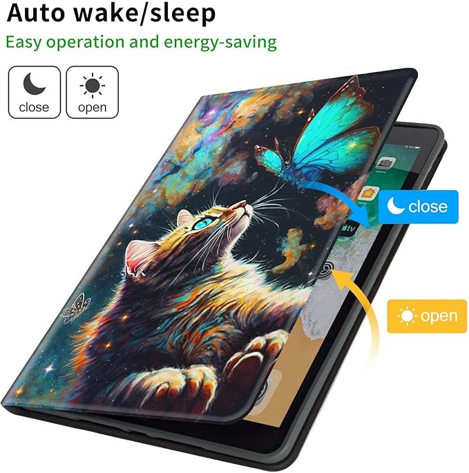 Case for All-New Kindle Paperwhite 12th Generation 7 inch 2024 &amp Kindle Colorsoft Signature Edition 2024 Lightweight Protective Smart Stand Cover with Auto Wake Sleep - Galaxy Cat and Butterfly