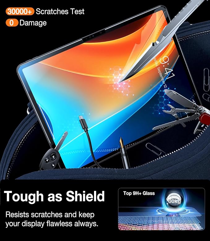 TORRAS for iPad Pro 13 Inch Screen Protector M5 2025 &amp M4 2024 Military Grade Shatterproof TOP 9H+ Tempered Glass One-Pull Installation Anti-Scratch Bubble Free Apple Pencil Compatible HD C