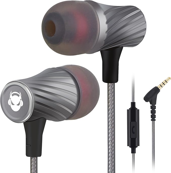 Wired Earbuds with Microphone Super Bass Sound Noise Isolation Lightweight Cable Headphones for Running Office Travel Gaming Durable and Tangle-Free Ear Buds Earphones with 3.5mm Jack