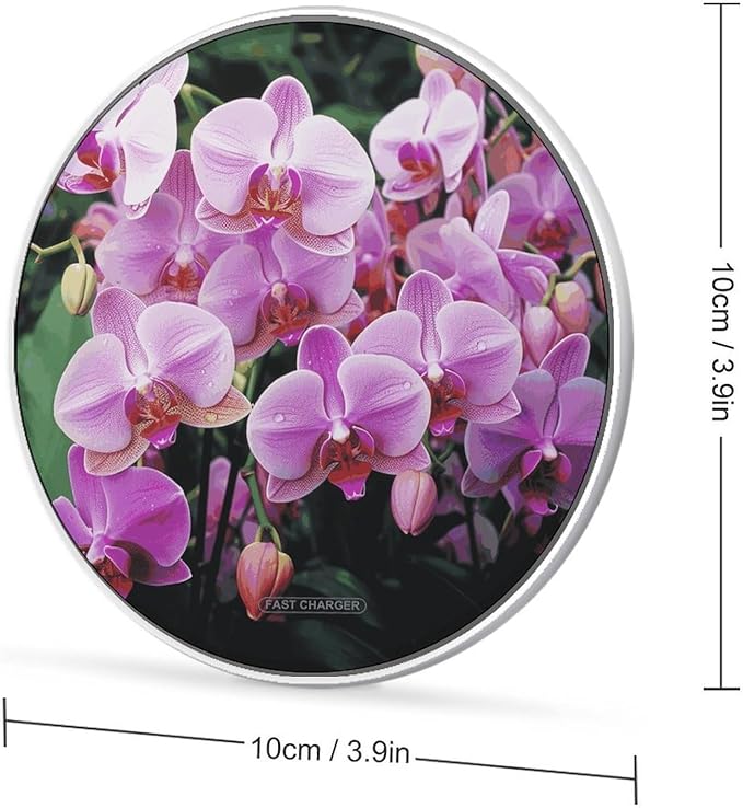 Orchids Wireless Charger Fast Wireless Charging Pad with USB Cable 10W Anti-Slip Magnetic Wireless Charger Portable Slim Charger Puck Travel Charging Station