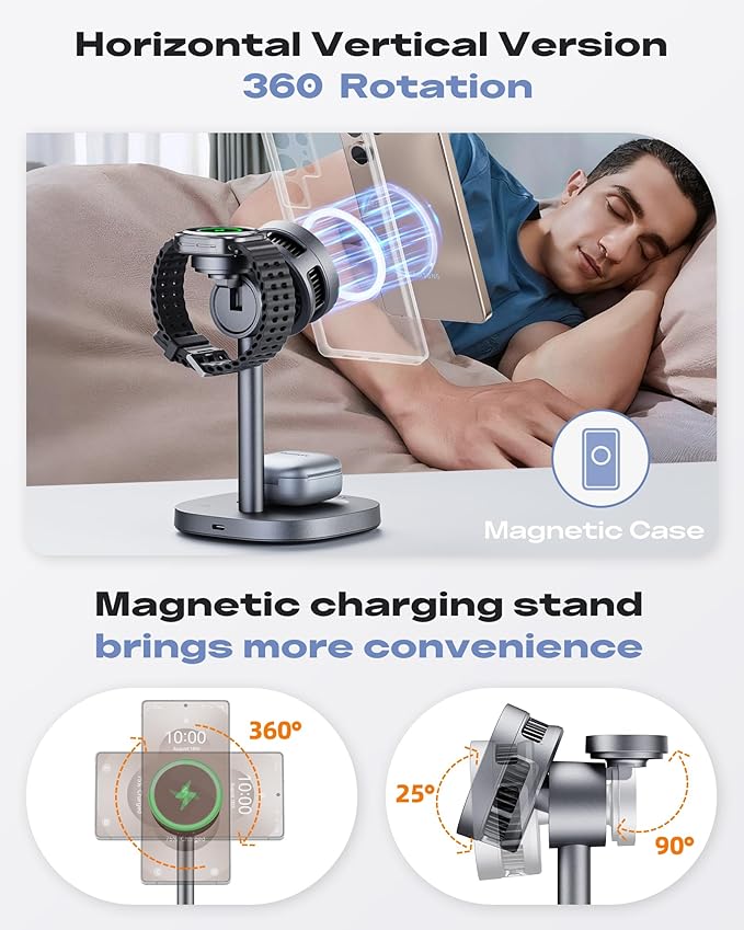 Magnetic Wireless Charger for Samsung Fast Qi2 Certified 15W 3 in 1 Charging Station TEC Cooling Compatible with Magsafe for Galaxy S26 Ultra/S25/Z Fold 7/Flip7 Samsung Watch Ultra/8/7Galaxy Buds