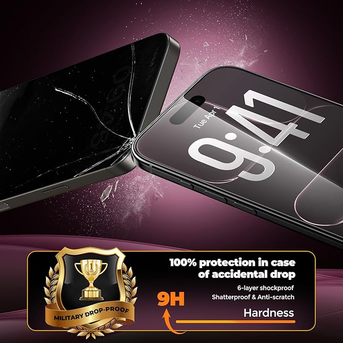 UNBREAKcable Privacy Screen Protector for iPhone Air Full Coverage Shatterproof Tempered Glass [True 28°Anti Spy] [9H Hardness] [Easy Installation Frame] 2-Pack Private Screen for iPhone Air