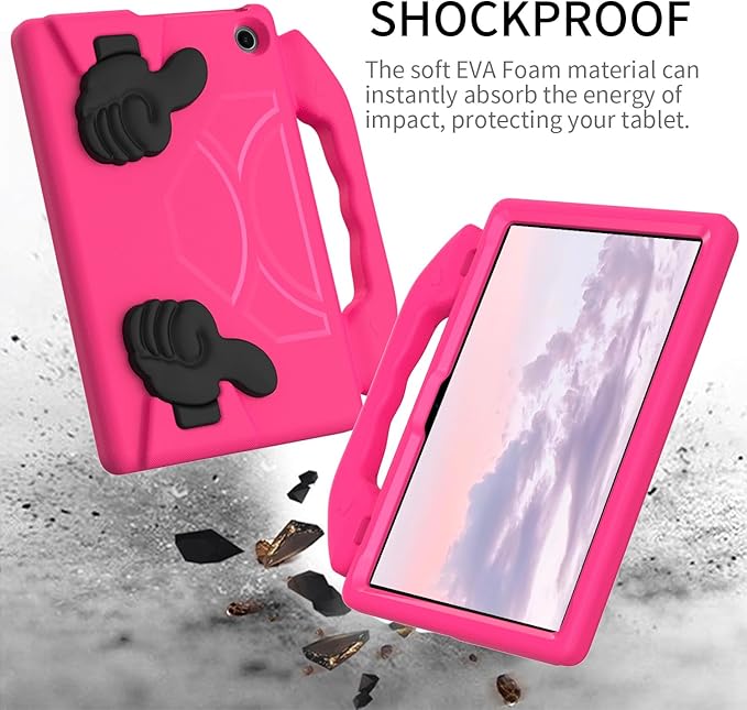 for Amazon Fire Max 11 Kids Tablet Case EVA Material Light Weight Shockproof Rugged Heavy Duty Thumb Kickstand Kids Case for Amazon Fire Max 11 (2023) (Rose red)
