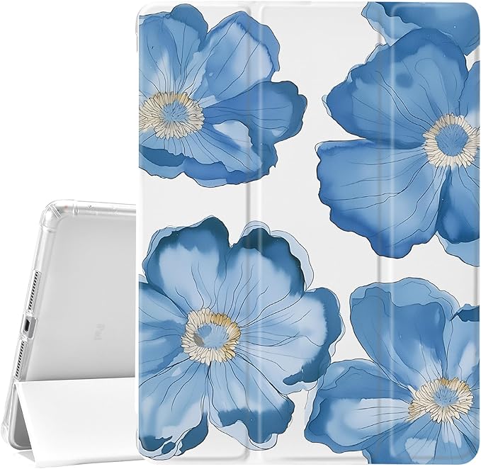 JOYLAND for iPad (A16) 11th Gen 11 Inch 2025/iPad 10th Generation Case 10.9 inch 2022 with Pencil Holder-Auto Wake/SleepBlue Floral Pattern Anti-Scratch Shockproof Premium Folio Stand CaseWhite