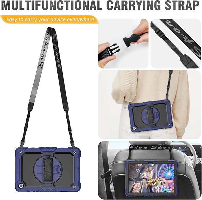 HXCASEAC Case for Samsung Galaxy Tab A9+ Plus 11 Inch Kids Protective with Screen Protector/Hand Strap/Pen Holder Sturdy Shockproof for Samsung A9 Plus Tablet Case SM-X210 SM-X216 SM-X218 - Navy