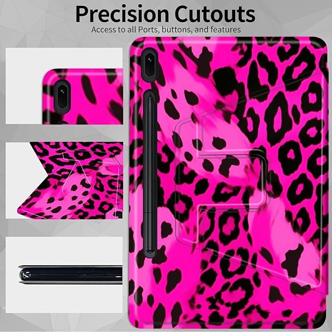 Case for Samsung Galaxy Tab S6 10.5 2019 (Model SM-T860/T865/T867) Pink Leopard Print Theme 360 Degree Rotating Stand Smart Protective Cover for Samsung S6 T860 Tablet