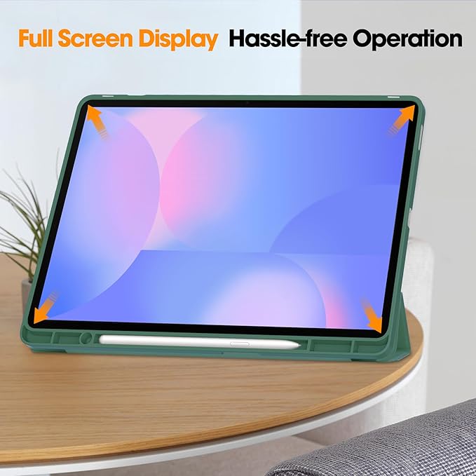 for Galaxy Tab S10 FE Plus Case 13.1 Inch 2025 (Model: SM-X620/X626B) Trifold Stand Cover with S Pen Holder [Auto Wake/Sleep] PU Leather Soft TPU Back Shell for Tab S10 FE+ 13.1 DarkGreen