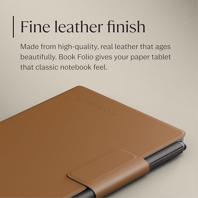reMarkable Paper Pro Move - Brown Leather Book Folio for Your 7.3'' Paper Tablet