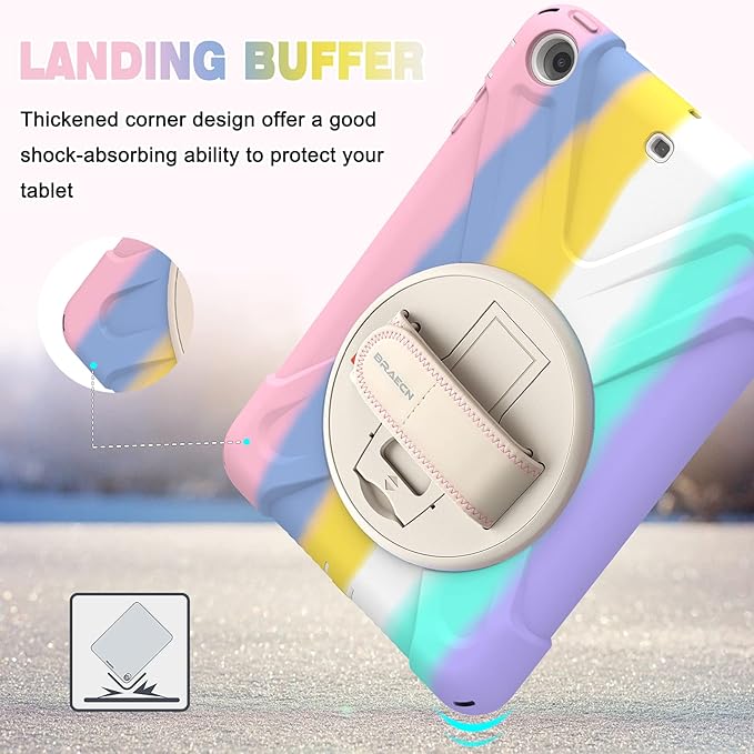 BRAECN Case for iPad mini 1/2/3Heavy Duty [Shock Proof for Kids Cover] with 360 Degrees Rotating Stand&ampHand Strap/Shoulder Strap for iPad mini 1st/2nd/3rd 7.9 inch