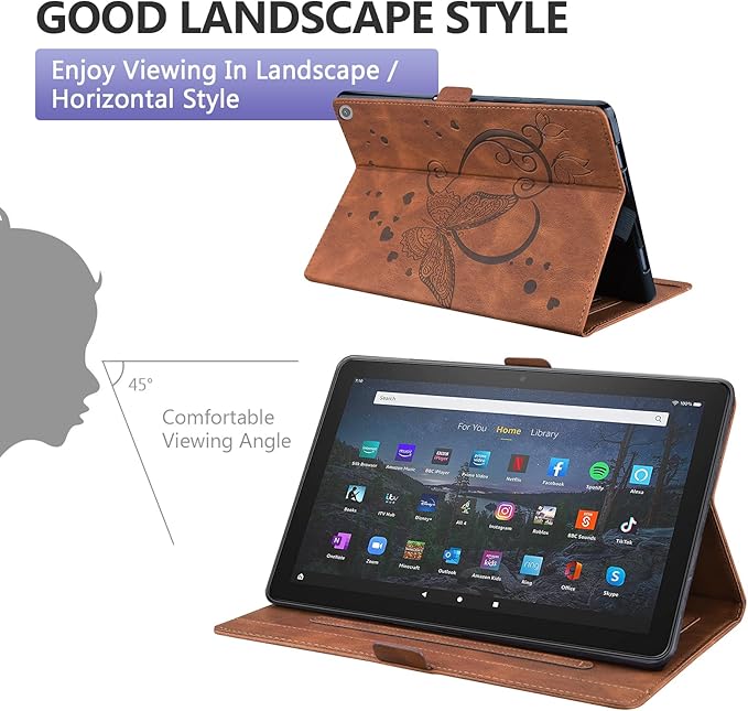Dteck Case for All-New Amazon Fire HD 10 Tablet 13th Generation 2023 10.1 HD 10 &amp 10 Plus Tablet 11th Generation 2021 CoverMulti-Angle Stand Slim Folio Shockproof Protective Wallet Case Brown