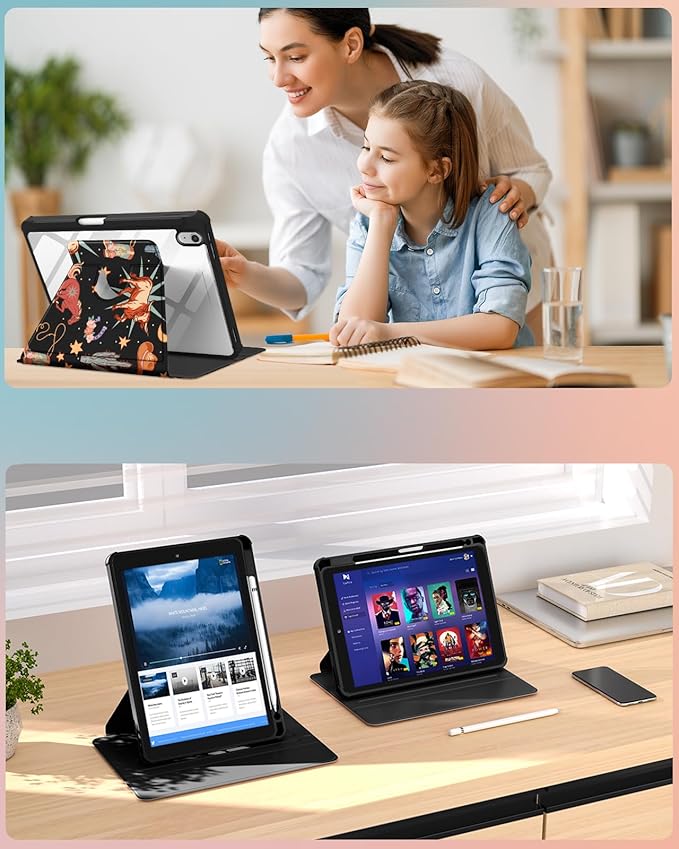 for iPad A16 Case for iPad 10th Generation Case 10.9 inch - 360 Degree Rotating Stand Folio Smart Cover with Pencil Holder for Women Girls Western Cowboy for Apple Tablet 10th 2022/11th 2025