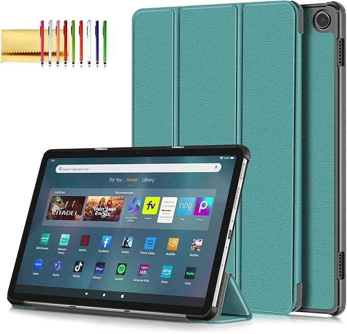 Case for Amazon Fire Max 11 Tablet (13th Generation 2023) Techcircle Slim Lightweight Trifold Stand Magnetic Hard Shell Flip Cover PU Leather Protective Folio Book Cover Green