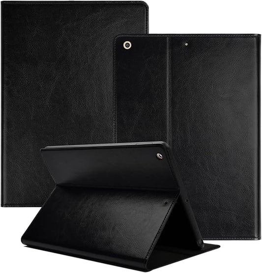 for Ipad Case 10.2-inch 9th/8th/7th Gen 2021/2020/2019 Genuine Leather Cover Protective ShellAuto Wake/Sleep.Classic Black