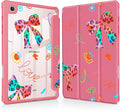 Mektron Case for Samsung Galaxy Tab S6 Lite 10.4 Inch 2024/2022/2020 with S Pen Holder Multi-Angle Viewing with Shockproof Cover Clear Shell + Trifold Stand + Auto Wake/Sleep Neon Bows-Red