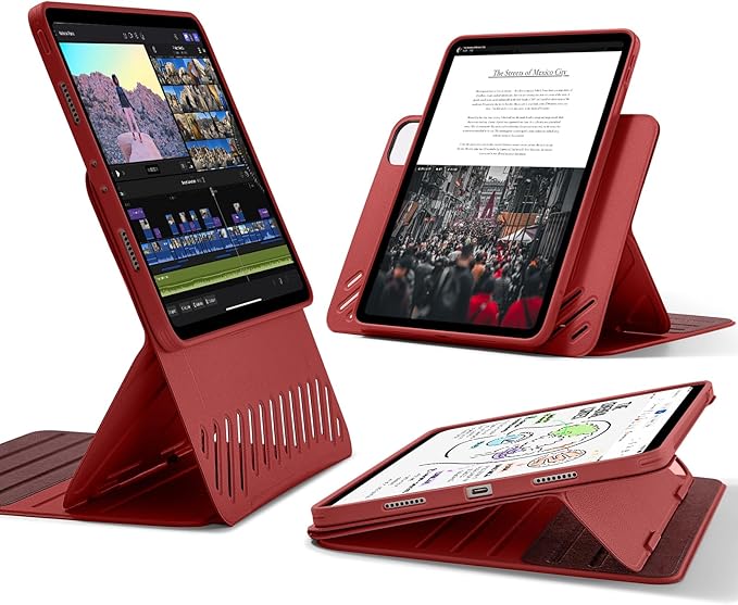 ESR for iPad Pro 12.9 Case (6th/5th Generation 2022/2021) Removable Magnetic Cover Adjustable Portrait/Landscape Stand with Raised Display View 9 Standing Angles Shift Series Red