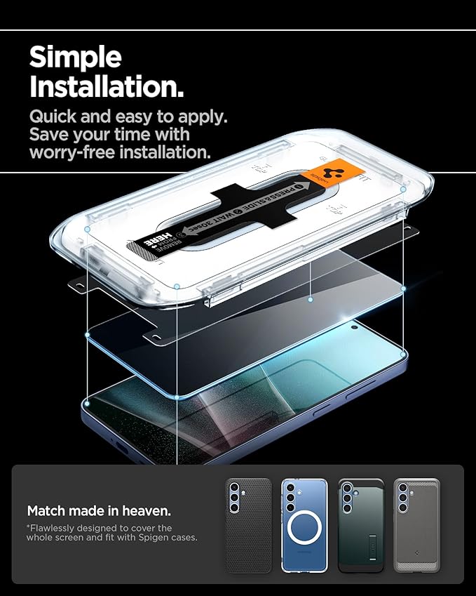 Spigen Tempered Glass Screen Protector [GlasTR EZ FIT - Privacy] Designed for Galaxy S25 | Galaxy S24 [Case Friendly] - 2 Pack