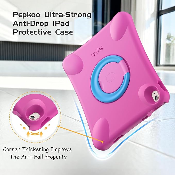 Pepkoo for iPad Air 13 inch Case for Kids with 360° Rotatable StandShockproof EVA Handle Cover for iPad Air 13 M3 2025 and M2 2024 Models