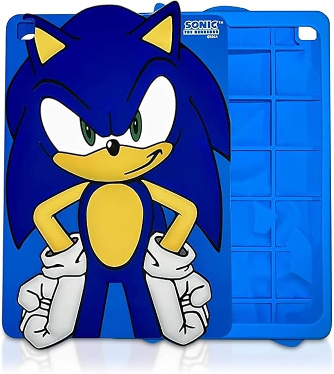 Sonic The Hedgehog Silicone Back Case Compatible with iPad 9th/8th/7th Gen (2021/2020/2019) Anti-Slip Soft Rubber Protective Cover (Sonic Design)