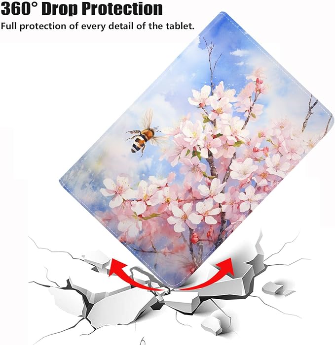 Watercolor Peach Blossom Bee