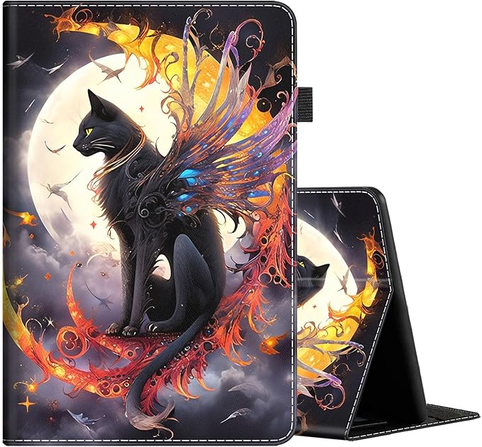 Case for All-New Amazon Kindle Fire HD 10 and Fire HD 10 Plus Tablet (13th/11th Generation 2023/2021 Release) 10.1 Slim Folding Stand Cover with Auto Wake/Sleep Moon Cat
