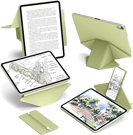 JKSML Dynamic Folio Case for iPad Air M4/M3/M2 11 &amp Air 4th/5th Gen 10.9 Detachable Pencil Holder 20+ Multi-Angle Origami Cover Slim &amp Ergonomic &amp Powerful Magnetic - Green