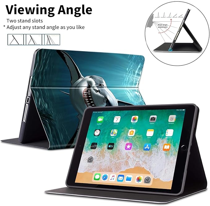 for Amazon Fire HD 8 Tablet Case (12th/10th Generation 2024/2022/2020 Release)-Slim PU Leather Adjustable Stand Smart Cover with Auto Wake/SleepShark