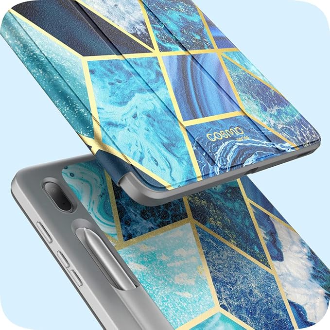 i-Blason Cosmo Case for Samsung Galaxy Tab S7 FE 12.4 2021 Release Case Full-Body Trifold with Built-in Screen Protector Protective Smart Cover with Auto Sleep/Wake &amp Pencil Holder (Ocean)